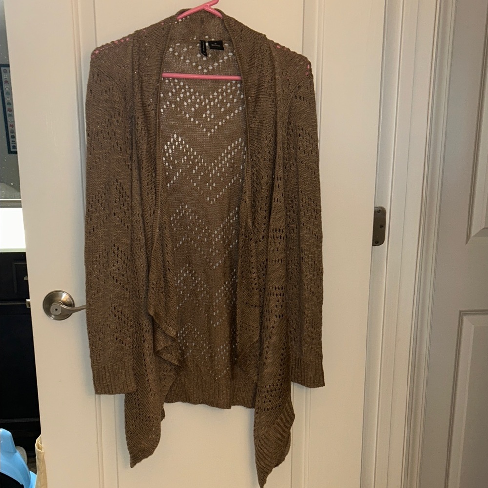 Women's Brown Open-Front Knit Sweater